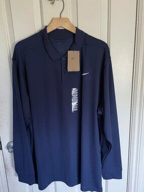 NEW Nike Victory Men's Long Sleeve Dri-Fit Polo Shirt NWT XXL Navy Golf DN2344